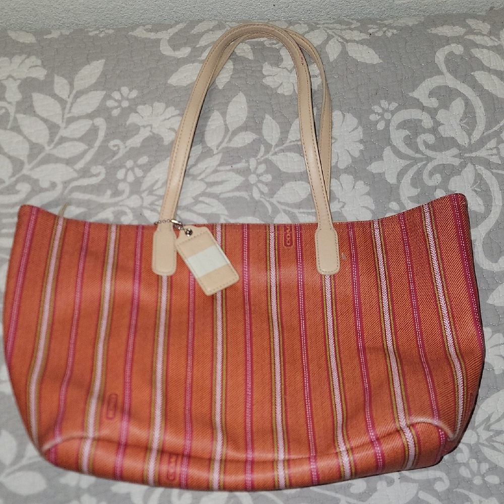 Coach Multicolor Striped Tote Bag